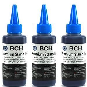 3X Blue Stamp Ink Refill by BCH - Premium Grade