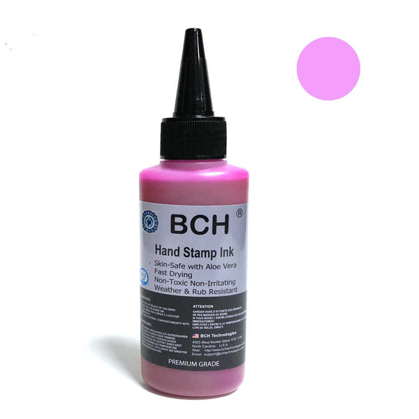 Lilac Color Re-Entry Stamp Ink by BCH for Event Admittance - Skin-Safe with Aloe Vera Extract - 3 oz Lilac