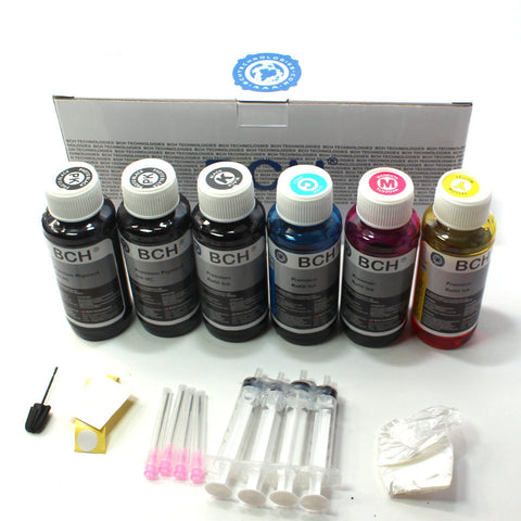 Premium Refill Ink - 100 ml x 6: Two Pigment Black +  One Photo Black + Photo Dye CMY ( KH600X-2PC)