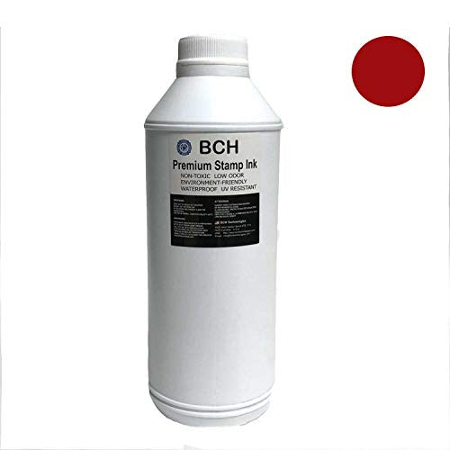 Red Stamp Ink Refill by BCH - Bulk One-Liter Premium Grade -33.8 oz (1,000 ml) Ink Per Bottle