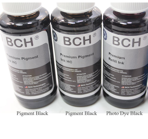 Premium Refill Ink - 100 ml x 6: Two Pigment Black +  One Photo Black + Photo Dye CMY ( KH600X-2PC)