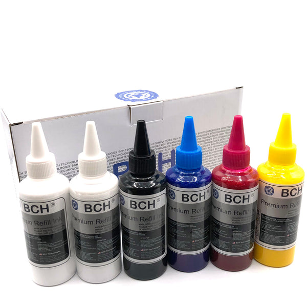 Bulk Premium DTF Direct-to-Film Ink - 6-Pack: KCMY + 2X White (100 ml x6)