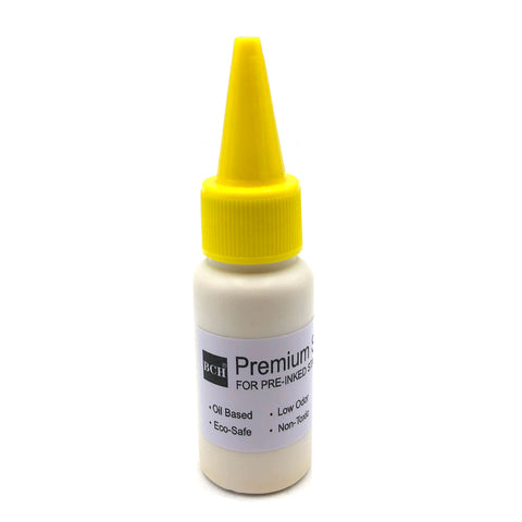 Yellow Oil-Based Premium Stamp Refill Ink by BCH for Pre-Inked Rubber Gel Pads & Dot Matrix Ribbons - 20 ml -0.68oz