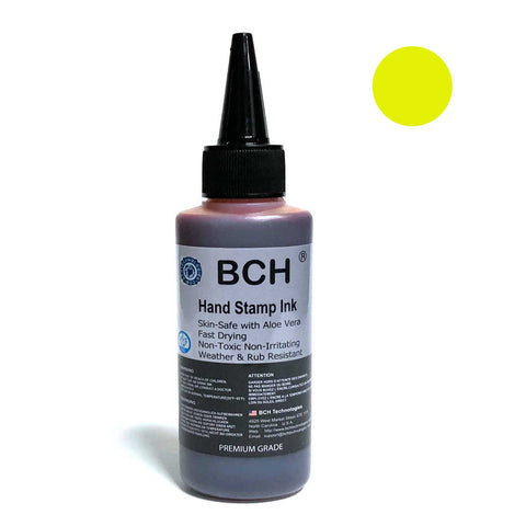 Lime Color Re-Entry Stamp Ink by BCH for Event Admittance - Skin-Safe with Aloe Vera Extract - 3 oz Lime