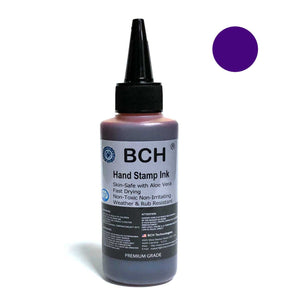 Violet Color Re-Entry Stamp Ink by BCH for Event Admittance - Skin-Safe with Aloe Vera Extract - 3 oz Violet