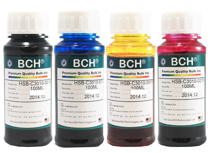 Premium Dye Ink - 100 ml x 4 Four-Color for Canon (KD400X-AC)