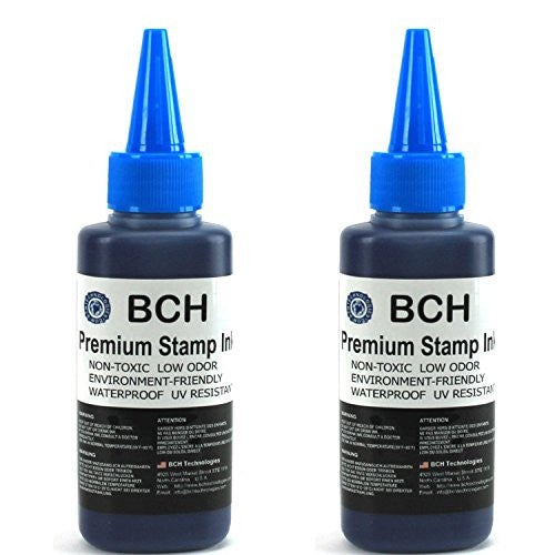 Bulk 2X Blue Stamp Ink Refill by BCH - Premium Grade -2.5 oz (75 ml) Ink Per Bottle