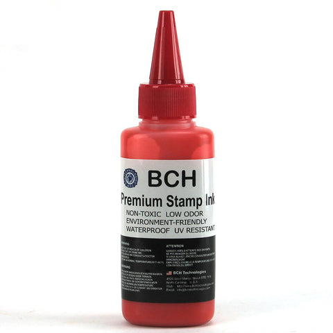 BCH Stamp Ink Refill Set – Black, Blue, Red, Purple – Premium Grade Ink for Self-Inking & Rubber Stamps – 2.5 oz (75ml) Each