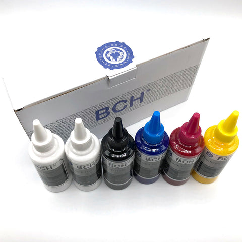 Bulk Premium DTF Direct-to-Film Ink - 6-Pack: KCMY + 2X White (100 ml x6)