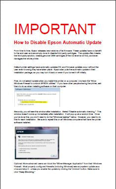 How to Disable Epson Automatic Update