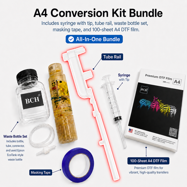 BCH Y4CT™ Basic Conversion Kit for A4 Printers - with Dirty Used Bottle