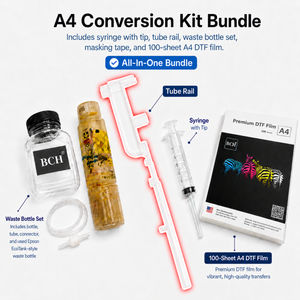 BCH 4ColorDTF™ Basic Conversion Kit for A4 Printers - with Dirty Used Bottle