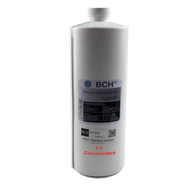 Concentrated 1:3 Bulk (1,000 ml) BCH MaxStrength™ RED Professional Cleaning Solution for Water-Based Inks: Dye, Pigment, Sublimation - NOT FOR SOLVENT INK