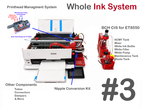 BCH ET-8550 DTF Conversion Whole Ink System Kit – CIS, PMA Printhead Management Assembly, Tubing, V4 Dampers and PNC Nipple Plate