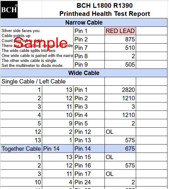 Instruction Sheet for L1800 / 1390 Printhead Testing with Multimeter (Digital Download) Instant Download — Delivered to Your Email