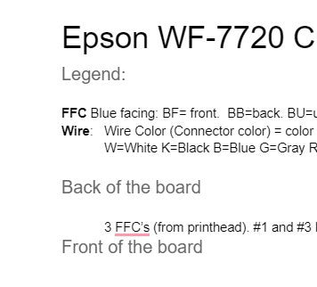 Mainboard Connection Sheet for Epson WorkForce WF-7720 WF-7710