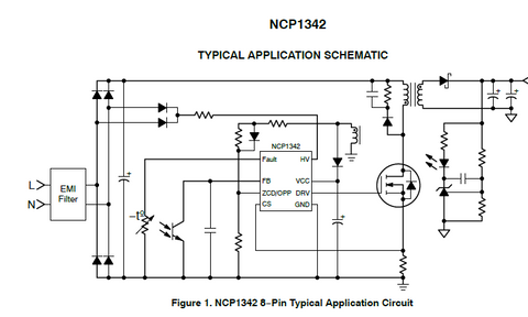 Epson L1800 1390 Power Supplies IC Chip One:  IC1 - NCP1342: High-Performance Quasi-Resonant Flyback Controller with Dynamic Self-Supply