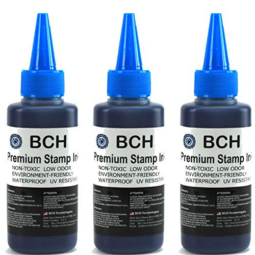 3X Blue Stamp Ink Refill by BCH - Premium Grade