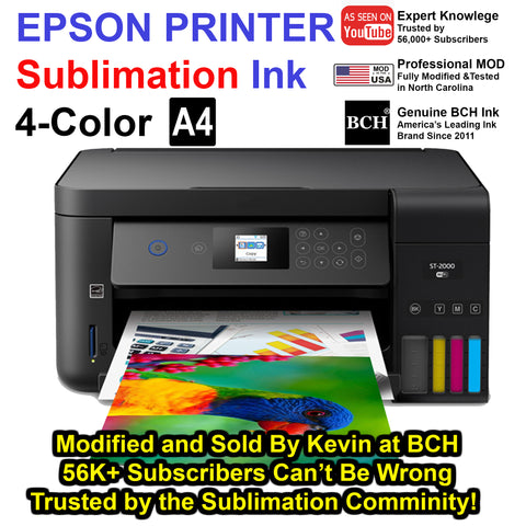 Converted Epson ST-2000 EcoTank Sublimation Printer Bundle – Prefilled Ink & Paper, Ready to Print