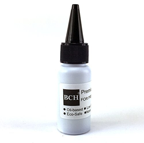 Black Oil-Based Premium Stamp Refill Ink by BCH for Pre-Inked Rubber Gel Pads & Dot Matrix Ribbons - 20 ml -0.68oz