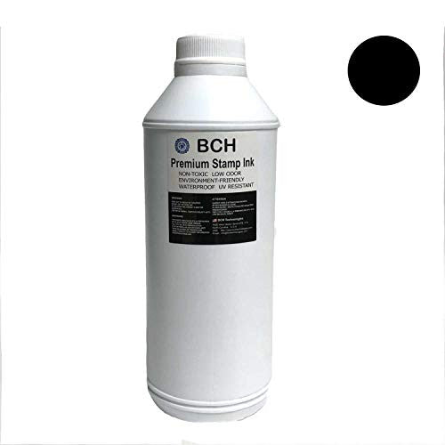 Black Bulk 1-Liter Stamp Ink Refill for Self-Ink Pads - BCH Premium Grade -33.8 oz (1,000 ml) Ink Per Bottle