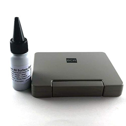 All-Surface Stamp Ink Combo - Black Fast Dry Ink & Stamp Pad - Glass Metal Vinyl