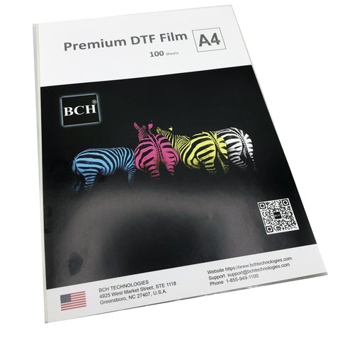 Premium DTF Direct-to-Film Transfer Film - 100 Sheets Bulk Package - Cold & Hot Peel - Size: A4 (8.5" x 11.75" or 210 mm x 297 mm)