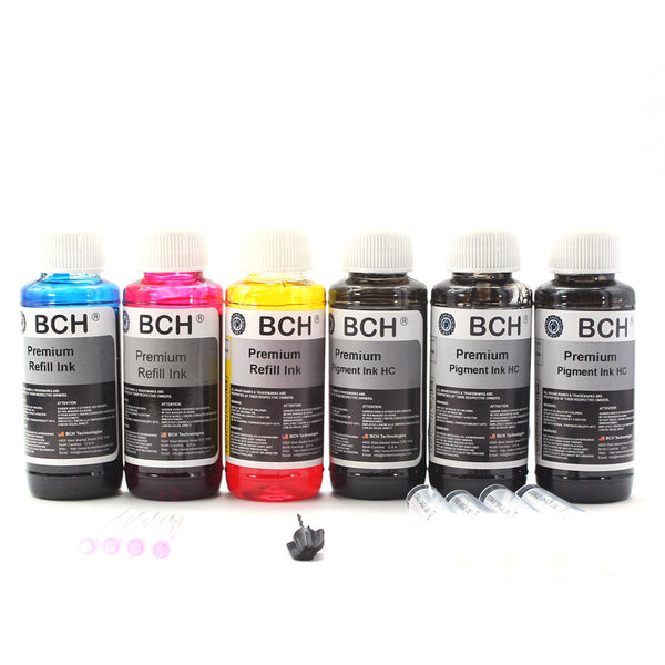 Premium Refill Ink - 100 ml x 6: Three Pigment Black +  Photo Dye (KH600X-3PC)