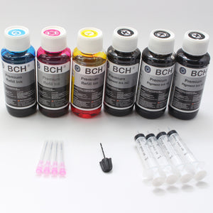 Premium Refill Ink - 100 ml x 6: Three Pigment Black +  Photo Dye (KH600X-3PC)