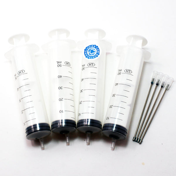 8 PCS Tool: 4x 50ml Super Size Syringe + 4x Extra Long Blunt Needle for Cartridge Refill CISS CIS (AS-SY50-X4)