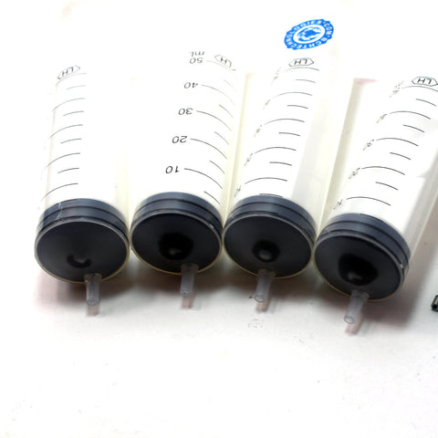 8 PCS Tool: 4x 50ml Super Size Syringe + 4x Extra Long Blunt Needle for Cartridge Refill CISS CIS (AS-SY50-X4)